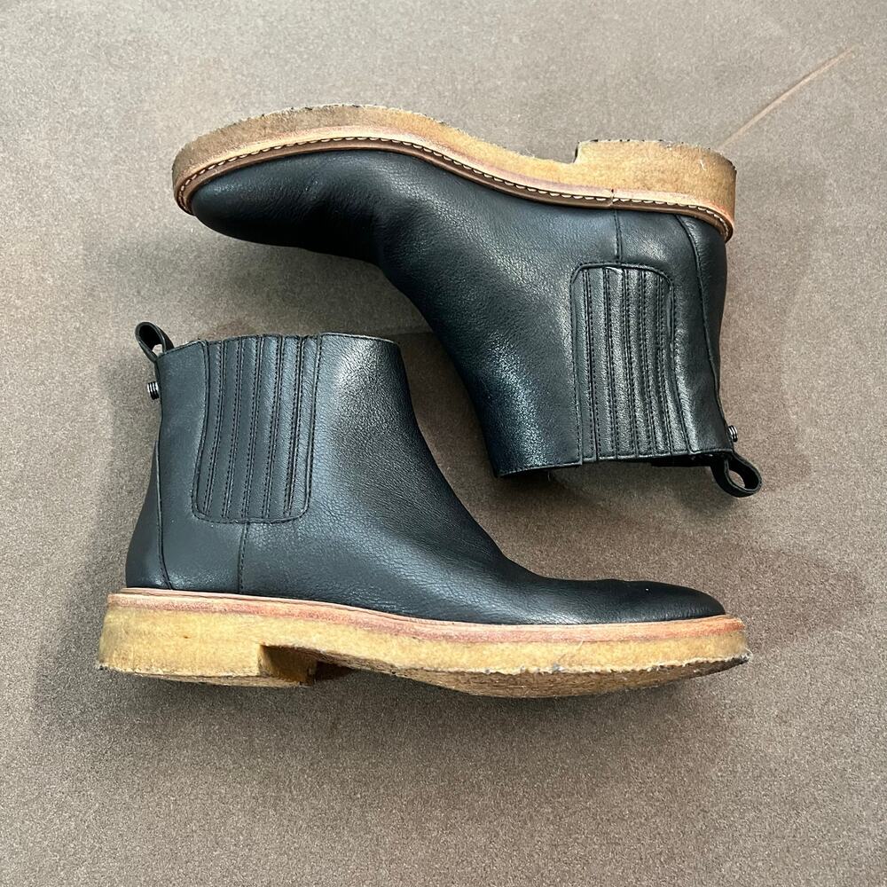 Botkier Chelsea Black Leather Ankle Bootie Rubber Sole Women's Size 6.5